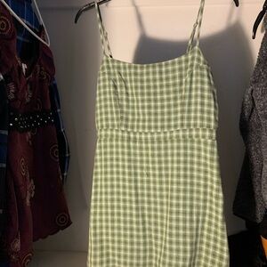 Green Plaid Spaghetti Strap Dress